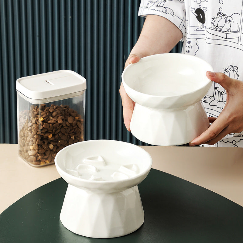 Elevated Ceramic Cat Bowl – Spine-Protecting Pet Feeder
