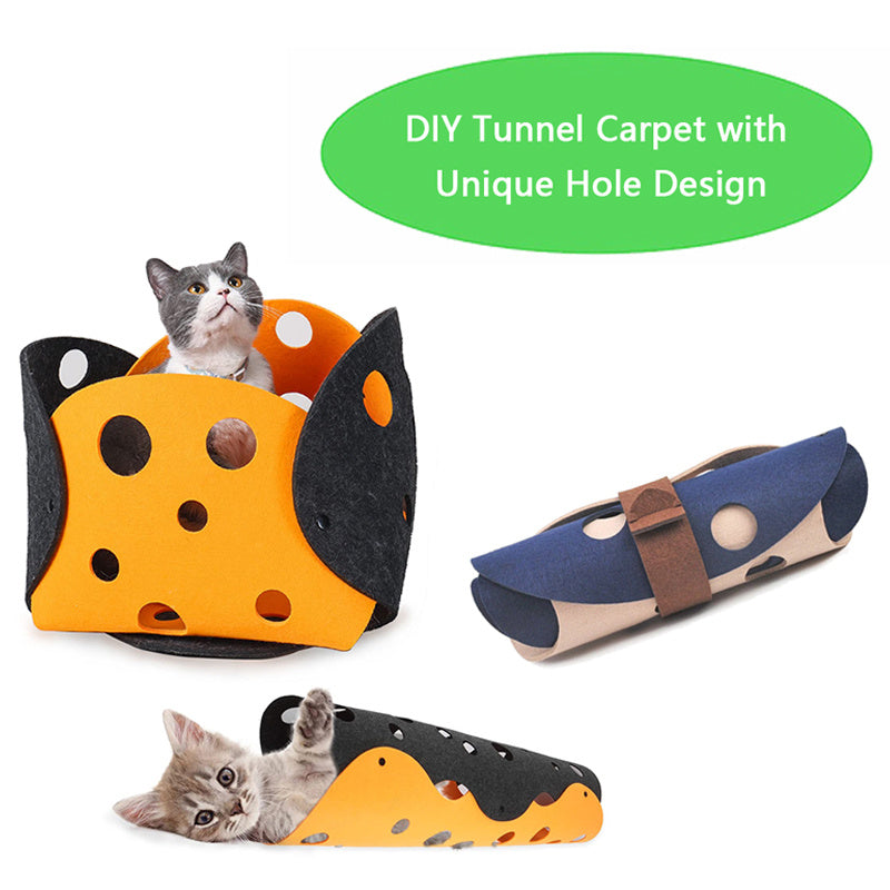 Felt Cat Tunnel Toy – Collapsible Deformable Tunnel & Mat