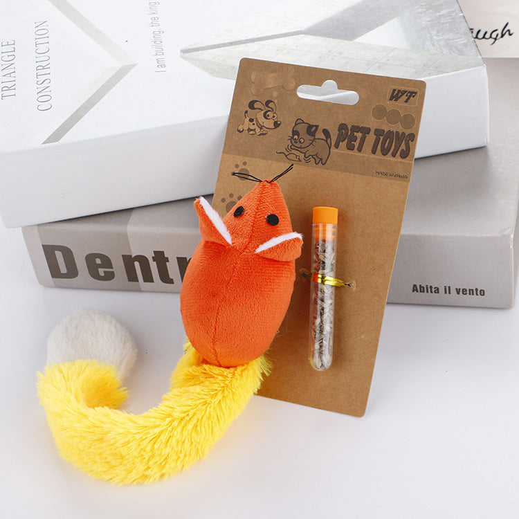 Interactive Catnip Mouse Toy with Long Plush Tail – Fun Self-Play for Cats