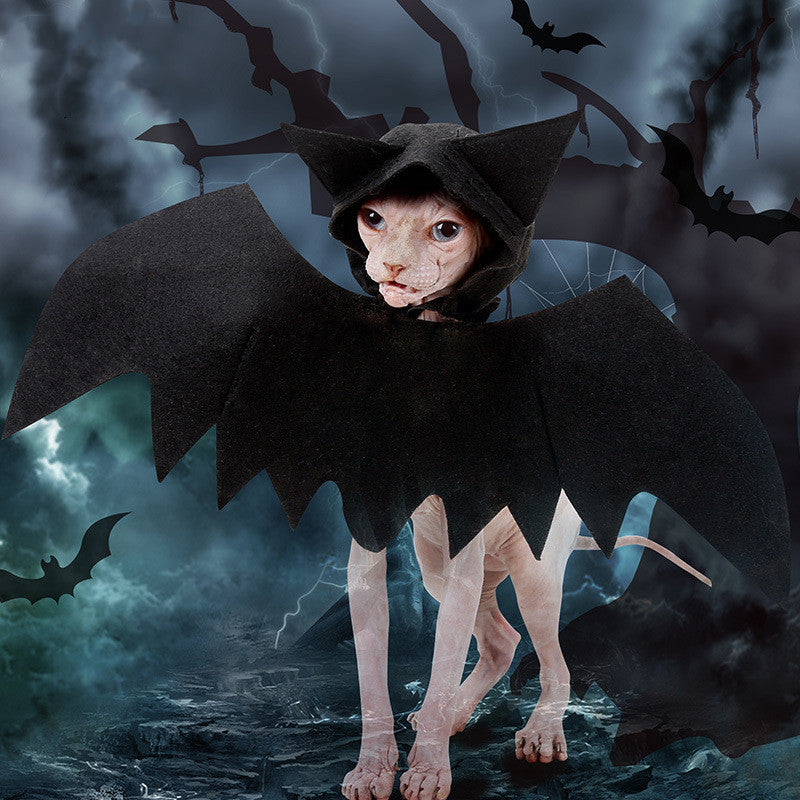 Halloween Pet Bat Wings Costume – Adjustable Felt Cloth Outfit for Cats & Small Dogs