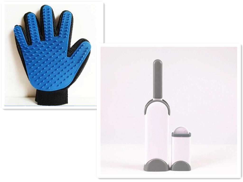 Pet Hair Remover Set – Grooming Glove & Reusable Lint Brush