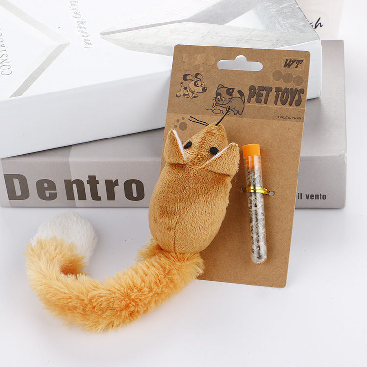 Interactive Catnip Mouse Toy with Long Plush Tail – Fun Self-Play for Cats
