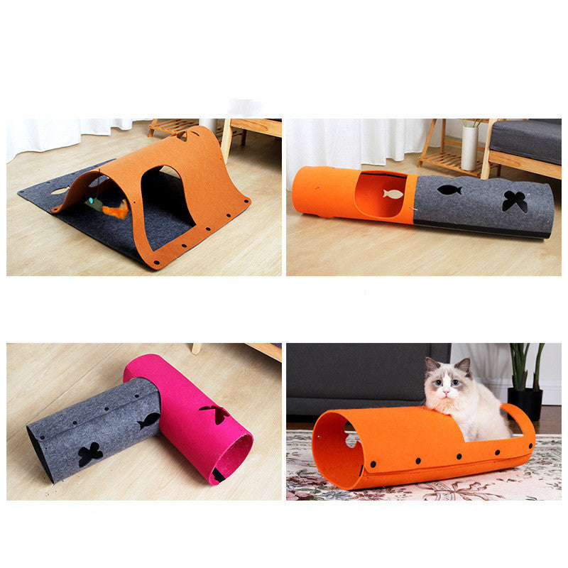 2-in-1 DIY Felt Cat Tunnel Toy – Modular Removable Tunnel & Nest