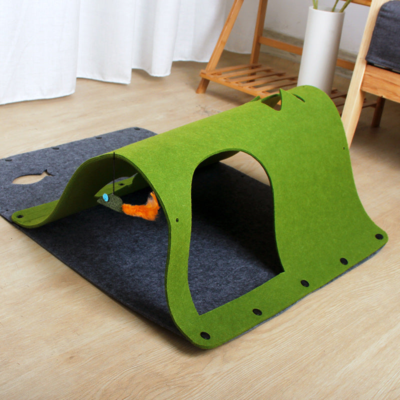2-in-1 DIY Felt Cat Tunnel Toy – Modular Removable Tunnel & Nest