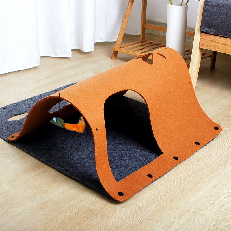 2-in-1 DIY Felt Cat Tunnel Toy – Modular Removable Tunnel & Nest