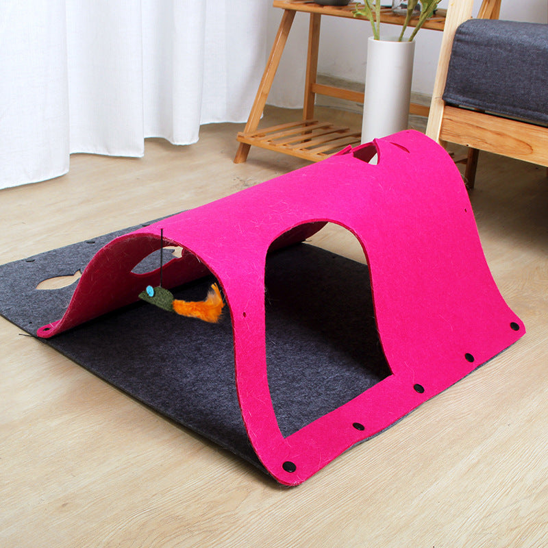 2-in-1 DIY Felt Cat Tunnel Toy – Modular Removable Tunnel & Nest