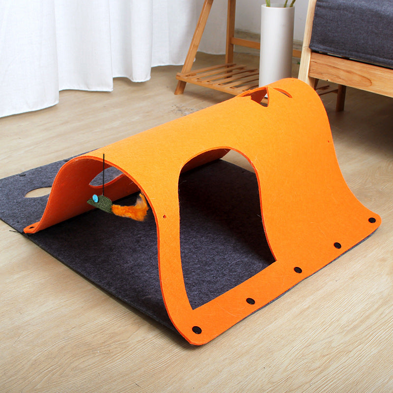 2-in-1 DIY Felt Cat Tunnel Toy – Modular Removable Tunnel & Nest