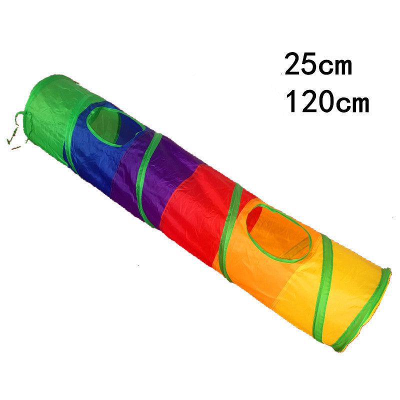 Rainbow Cat Tunnel – Interactive Collapsible Cat Play Tunnel for Indoor Fun