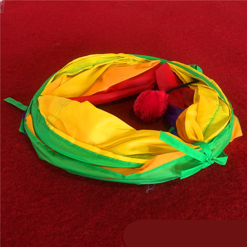 Rainbow Cat Tunnel – Interactive Collapsible Cat Play Tunnel for Indoor Fun