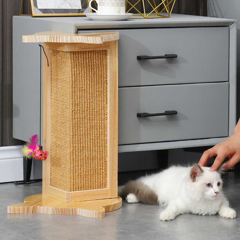 Solid Wood Cat Scratching Post – Sofa & Corner Protector