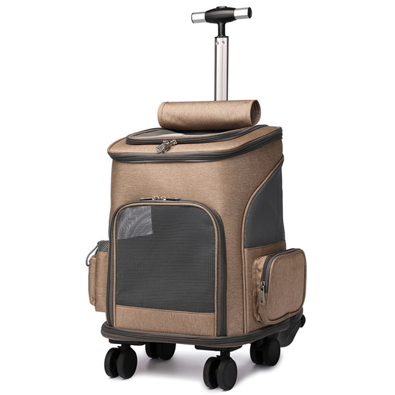 Portable Folding Pet Backpack with Trolley Wheels – Space Capsule Cat & Dog Travel Carrier, Airline Approved