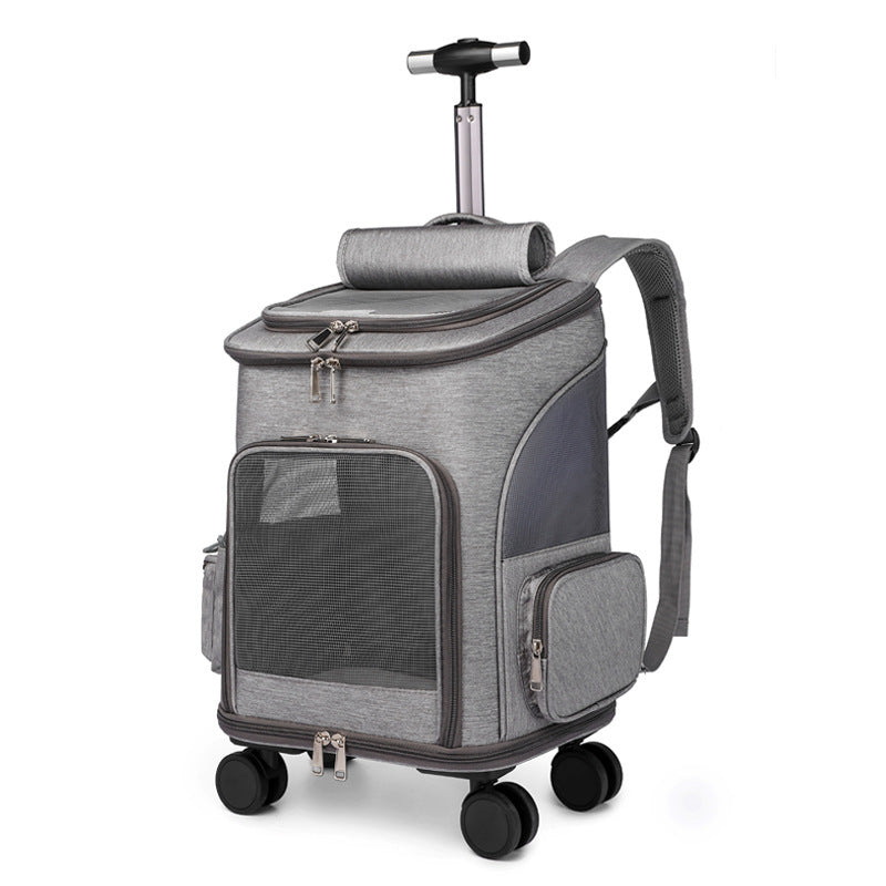 Portable Folding Pet Backpack with Trolley Wheels – Space Capsule Cat & Dog Travel Carrier, Airline Approved