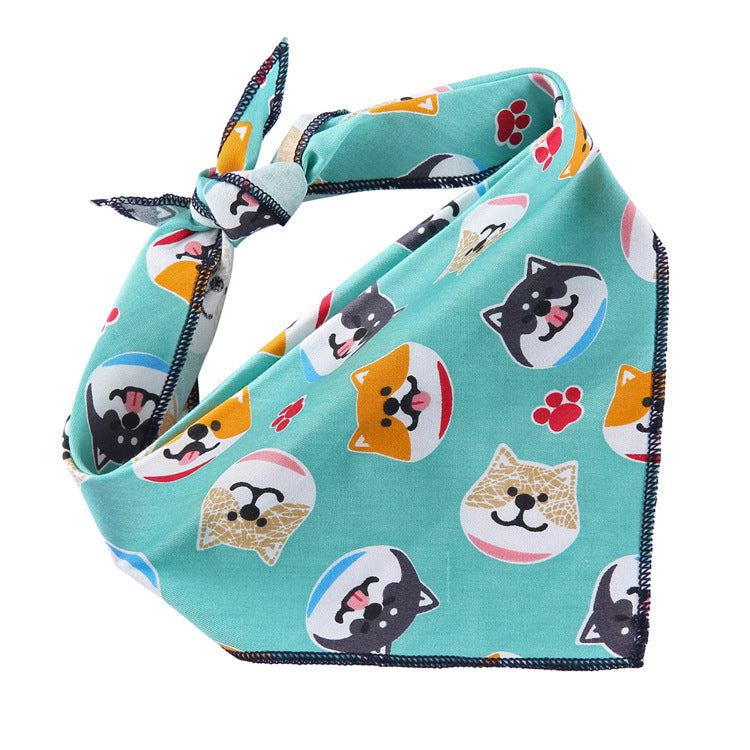 Adjustable Cotton Dog Cat Bandana Triangle Scarf - Soft Pet Neckerchief for Small Medium Large Dogs & Cats