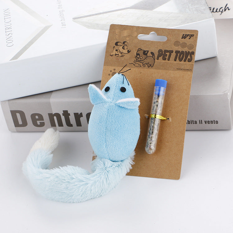 Interactive Catnip Mouse Toy with Long Plush Tail – Fun Self-Play for Cats