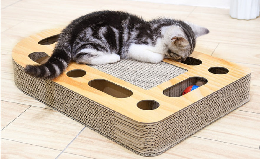 Corrugated Cat Scratcher with Ball Toy