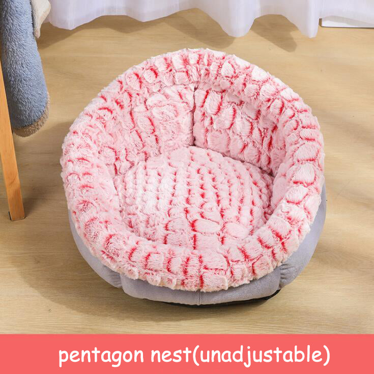 Soft Plush Non-Slip Pet Bed – Cozy Round Cat & Dog Nest Cushion with Anti-Skid Bottom