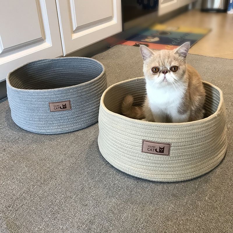 Handmade Cotton Rope Cat Litter Box – Soft, Washable & Pet Hair Resistant