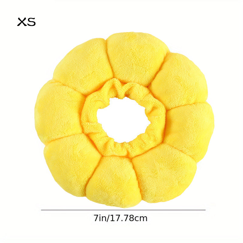 Cute Sunflower Pet Recovery Collar – Soft Cotton Adjustable E-Collar for Cats & Small Dogs, Post-Surgery Wound Healing Cone