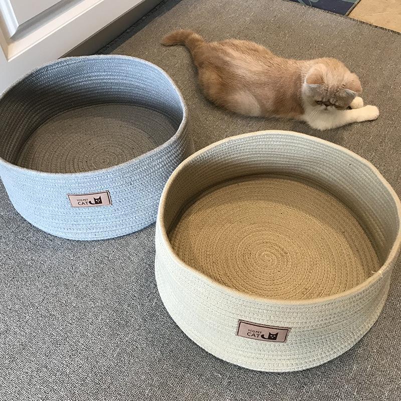 Handmade Cotton Rope Cat Litter Box – Soft, Washable & Pet Hair Resistant