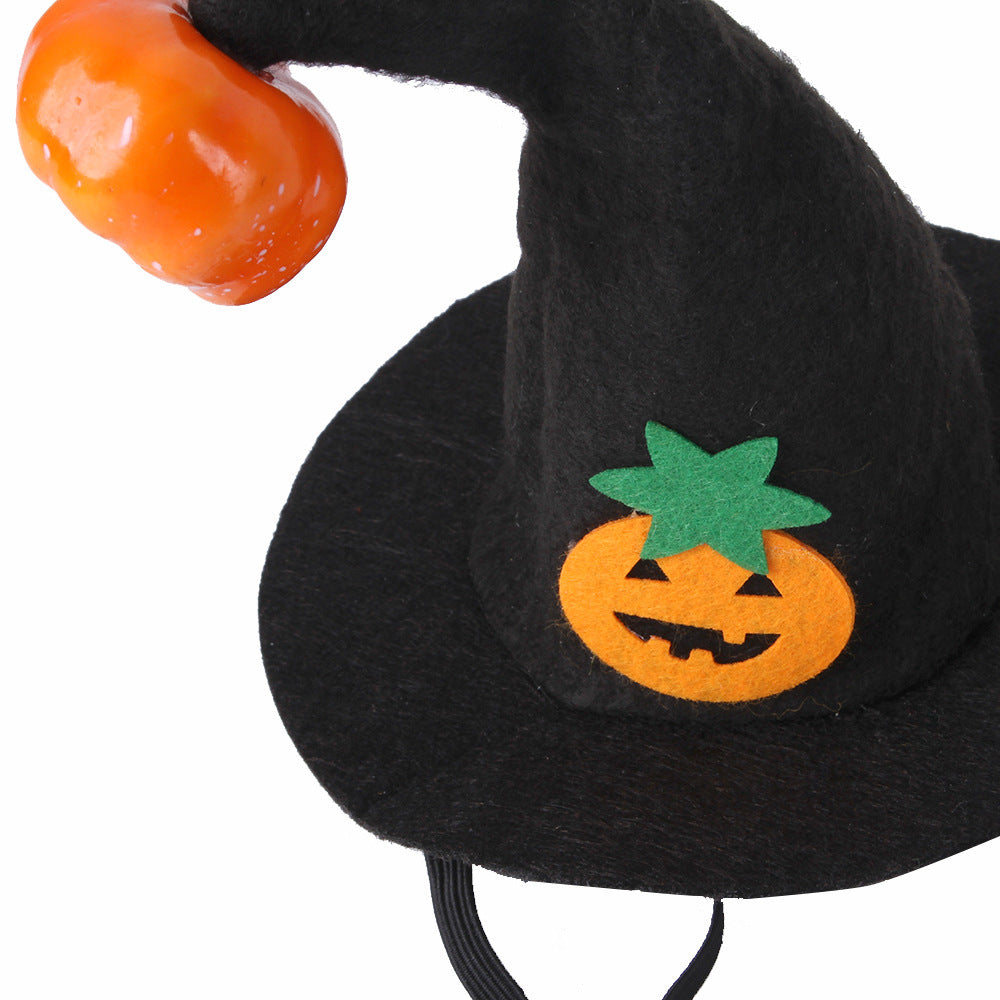 Halloween Cat Pumpkin Hat – Funny Pet Headgear Costume for Cats & Small Dogs, Adjustable Velvet Headwear