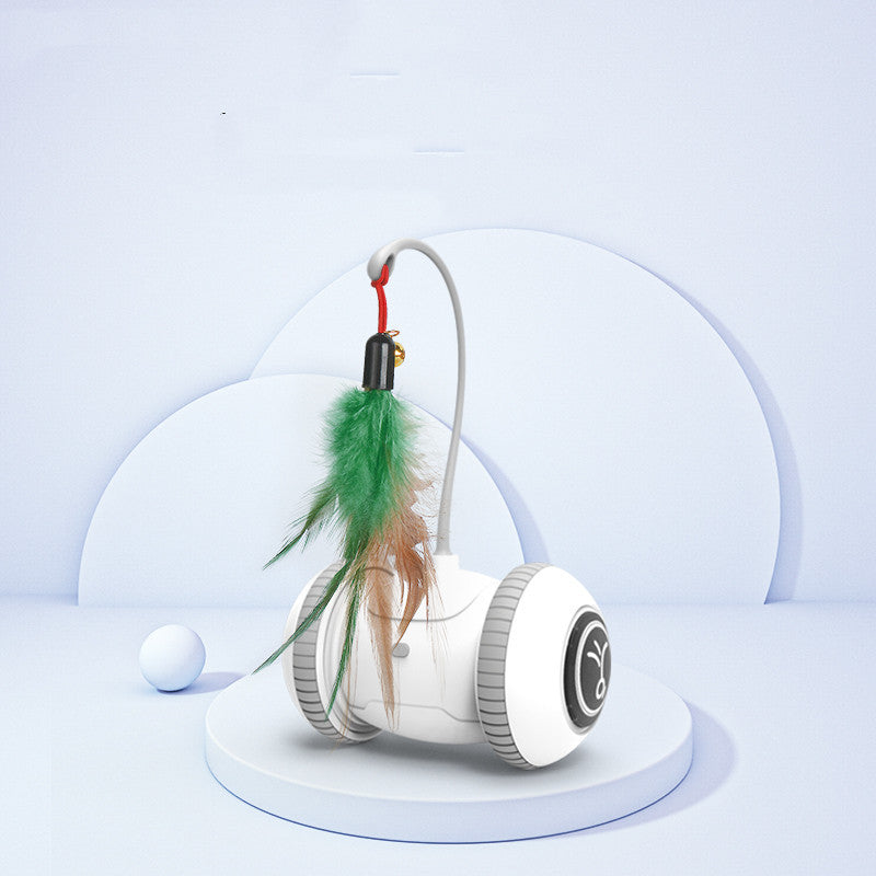 Interactive Automatic Cat Toy with Interchangeable Feather & Plush Heads – Smart Robotic Pet Teaser for Indoor Cats