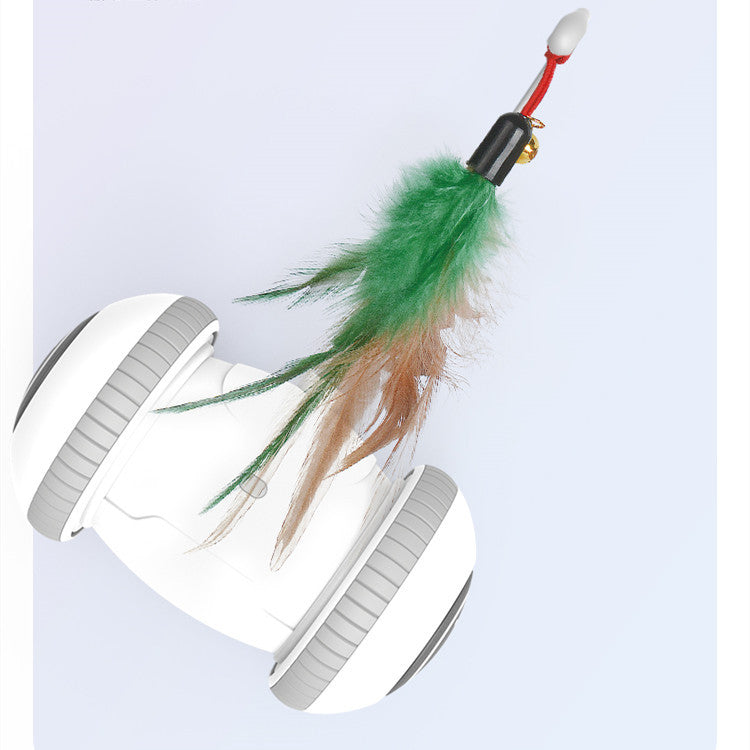 Interactive Automatic Cat Toy with Interchangeable Feather & Plush Heads – Smart Robotic Pet Teaser for Indoor Cats
