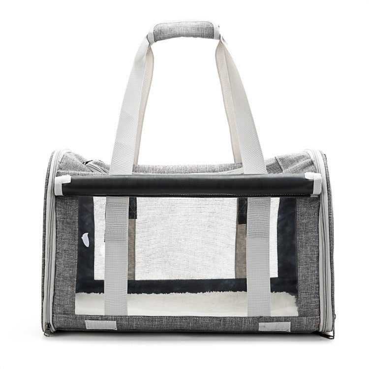 Outdoor Portable Pet Carrier Bag – Transparent Breathable Foldable Travel Backpack for Small Pets