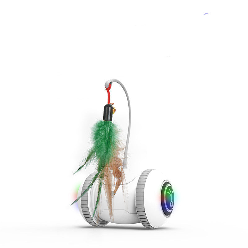 Interactive Automatic Cat Toy with Interchangeable Feather & Plush Heads – Smart Robotic Pet Teaser for Indoor Cats