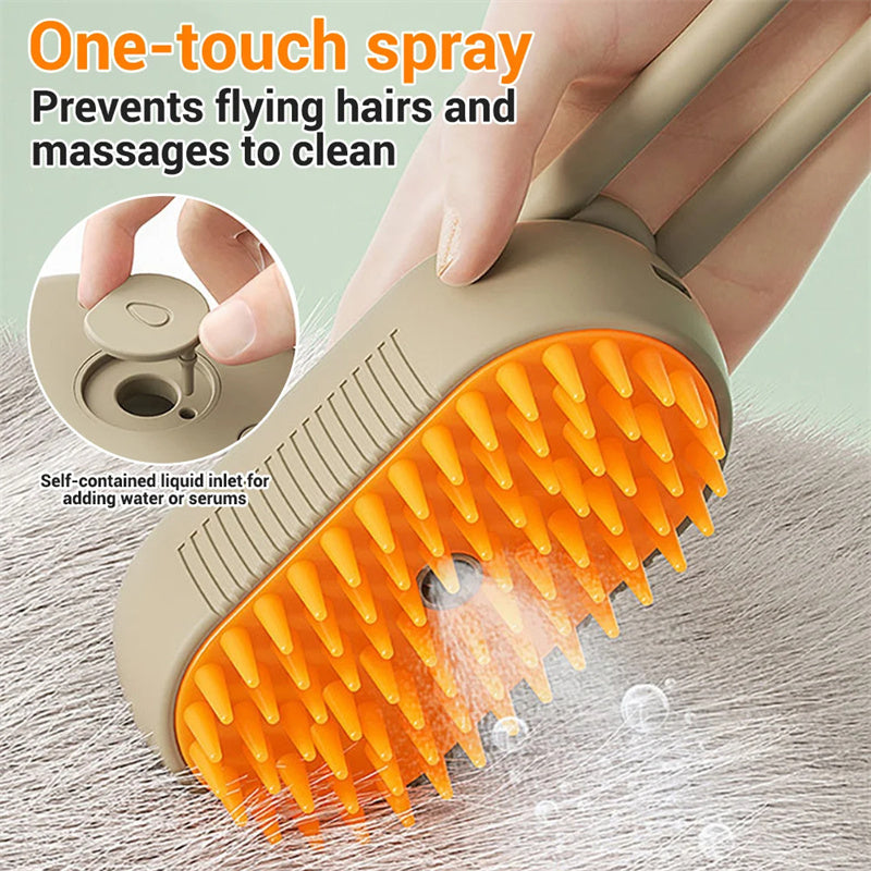 3-in-1 Steam Pet Grooming Brush, Rechargeable Cat & Dog Hair Removal Comb with Massage