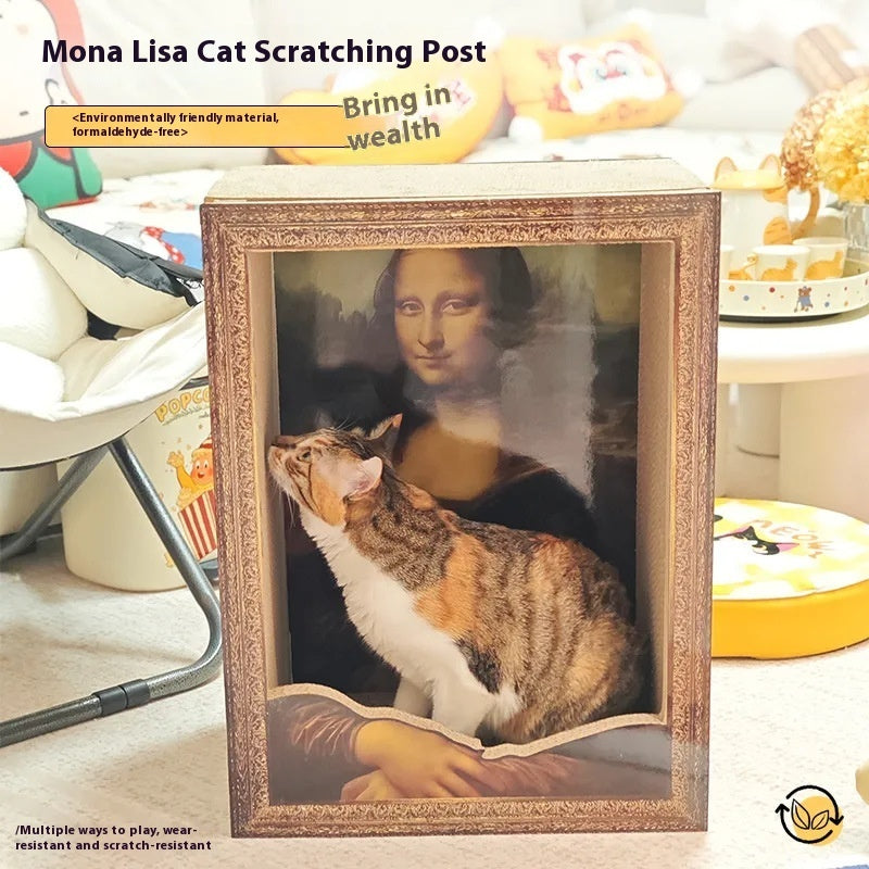 Mona Lisa Cat Nest Scratch Board – Decorative Cardboard Cat Bed & Scratcher