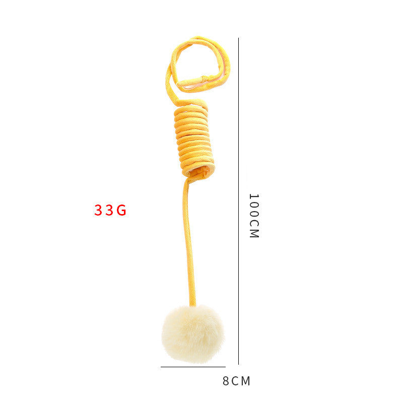 Interactive Cat Spring Toy with Suction Cup – Rabbit Fur Ball & Bell for Indoor Play