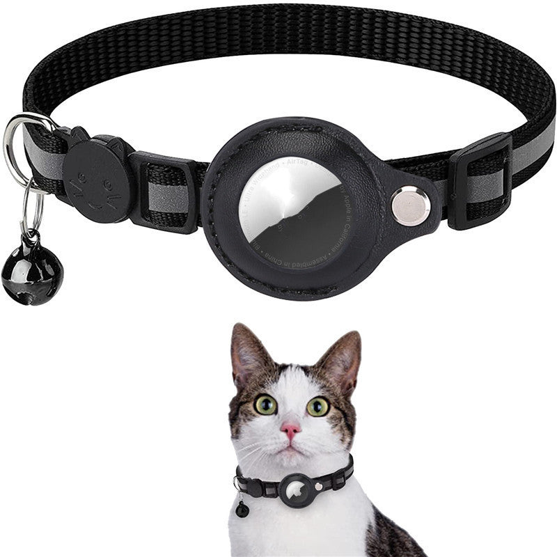 Reflective Nylon Collar with Airtag Holder – Waterproof Pet Tracker Case for Dogs & Cats, Adjustable Puppy & Kitten Collar