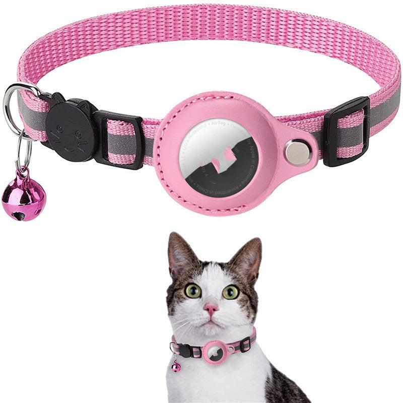 Reflective Nylon Collar with Airtag Holder – Waterproof Pet Tracker Case for Dogs & Cats, Adjustable Puppy & Kitten Collar