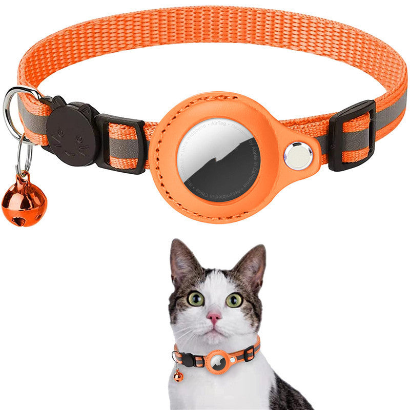 Reflective Nylon Collar with Airtag Holder – Waterproof Pet Tracker Case for Dogs & Cats, Adjustable Puppy & Kitten Collar