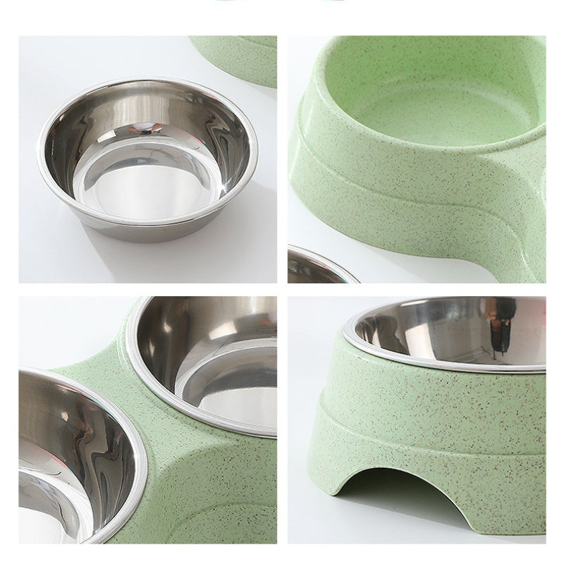 Double Pet Bowls Stainless Steel Dog & Cat Feeder – Food and Water Dish for Puppies, Small Dogs, and Cats