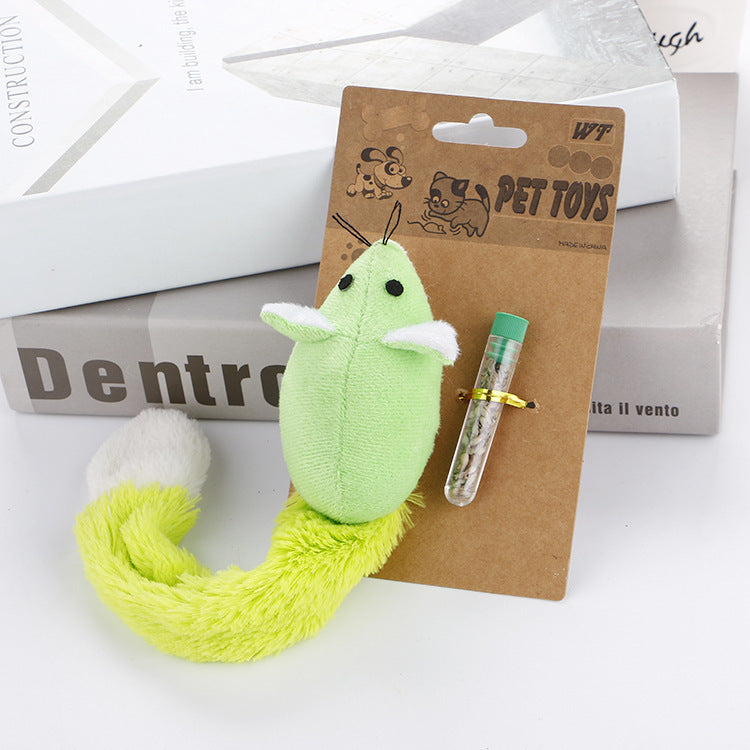 Interactive Catnip Mouse Toy with Long Plush Tail – Fun Self-Play for Cats