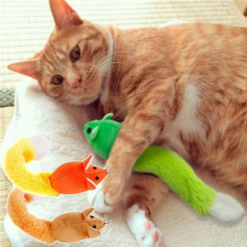 Interactive Catnip Mouse Toy with Long Plush Tail – Fun Self-Play for Cats