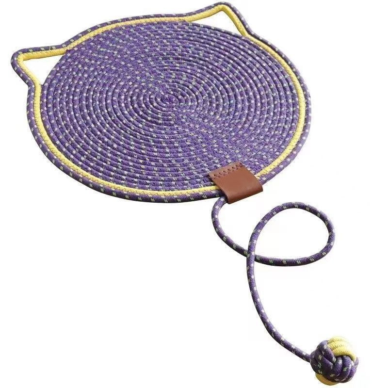 Braided Cotton Rope Cat Scratching Mat with Toy Ball – Washable, Durable & Multi-Use