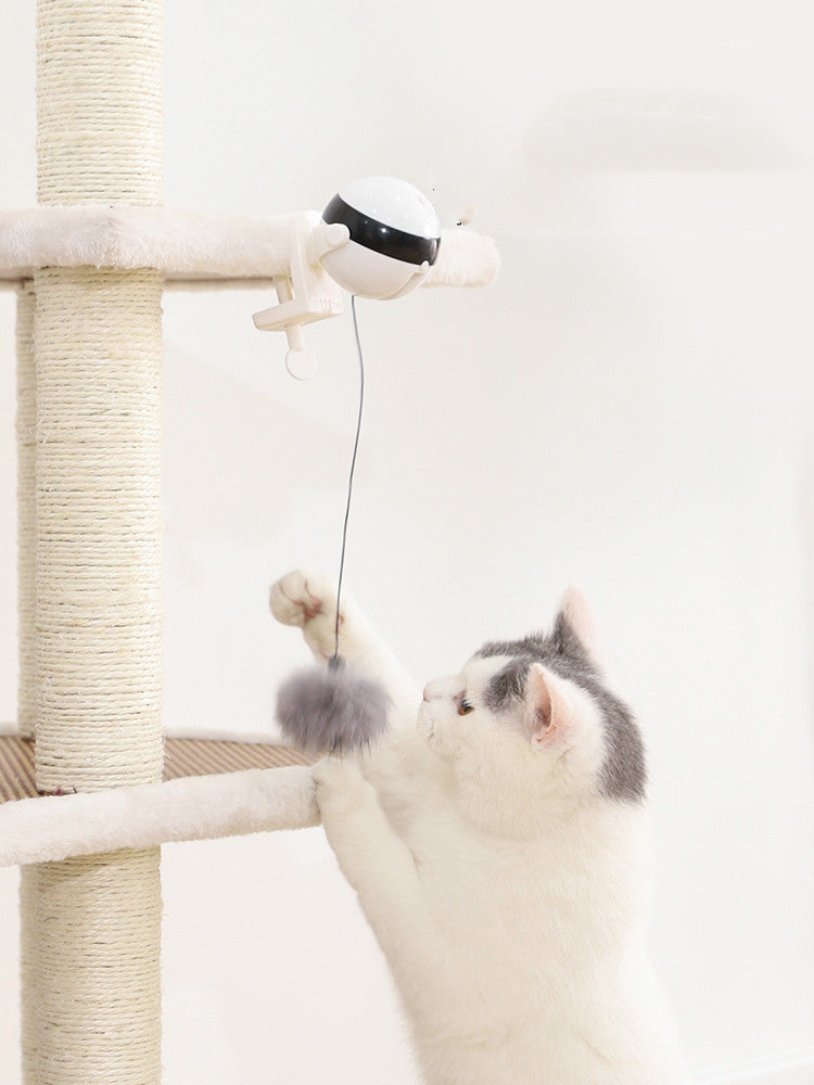 Smart Interactive Cat Toy – Automatic Lifting Teaser Ball with Rabbit Hair