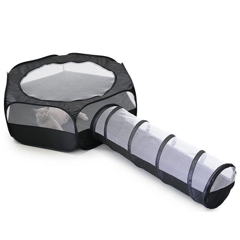 Foldable Cat Tunnel Tent – Removable 2-in-1 Cat Play Tunnel & Bed, Hair-Free, Space-Saving Design
