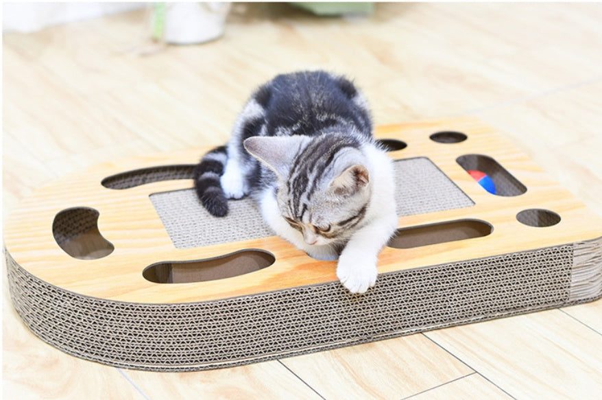 Corrugated Cat Scratcher with Ball Toy