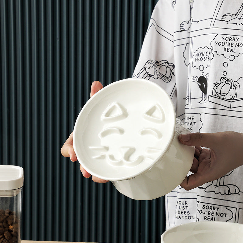 Elevated Ceramic Cat Bowl – Spine-Protecting Pet Feeder