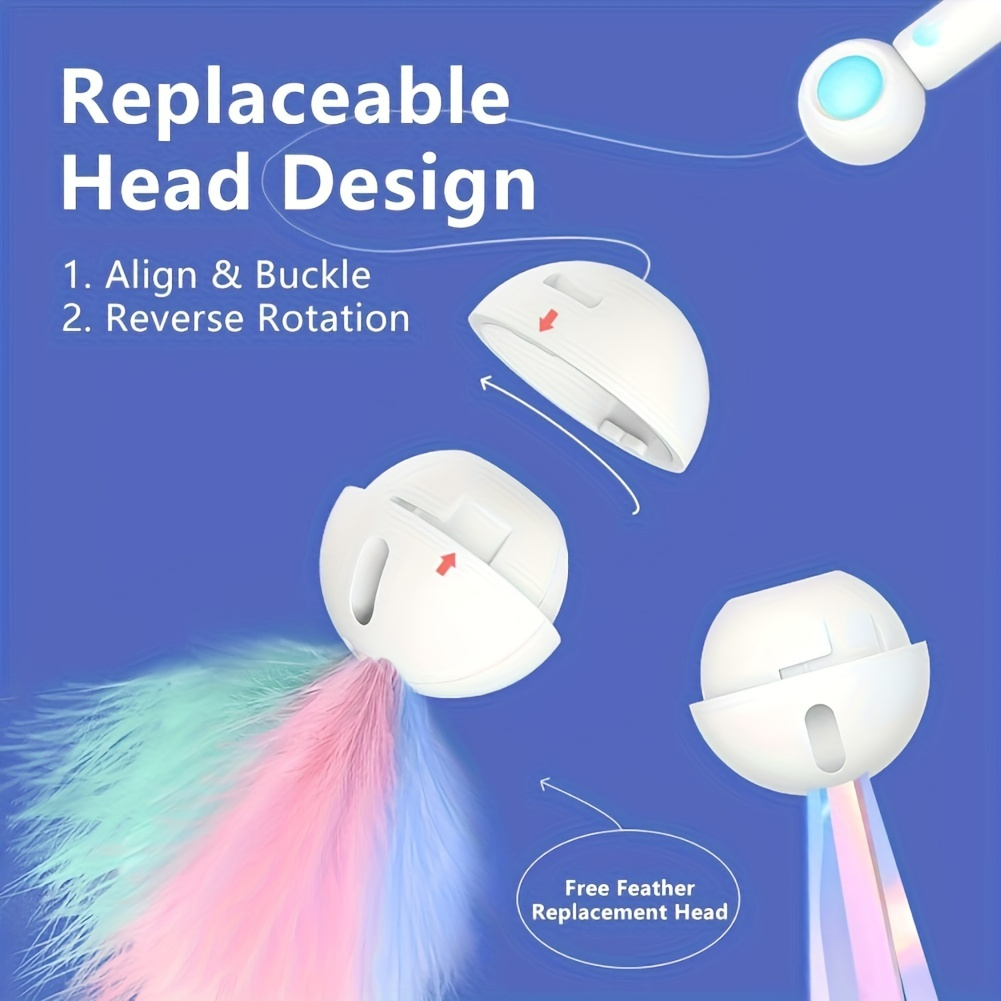 Retractable Cat Teaser Wand with Replaceable Feather Head – Interactive Toy for Indoor Cats