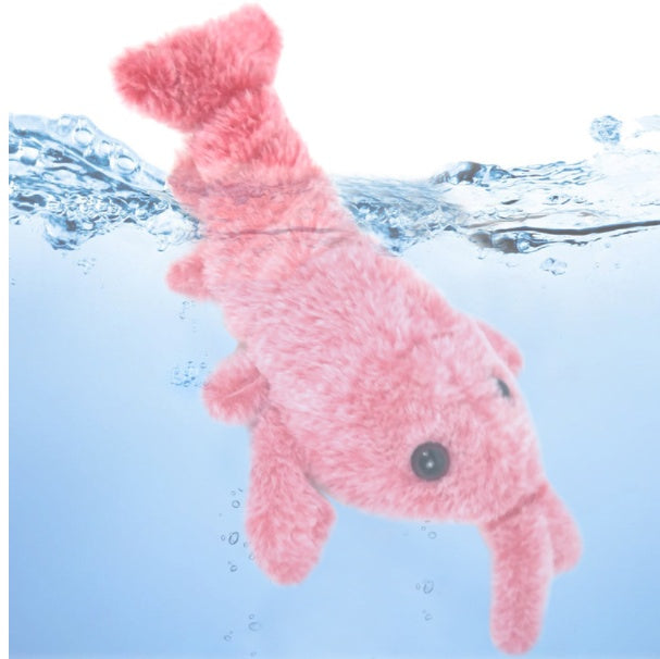 Electric Jumping Shrimp Cat Toy – USB Rechargeable Plush Simulation Lobster with Flopping Tail for Interactive Pet Play