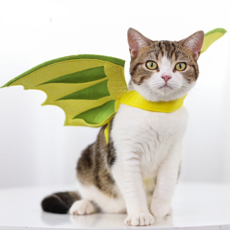 Halloween Pet Dinosaur Wings Costume – Green Felt Cosplay Outfit for Cats & Small Dogs