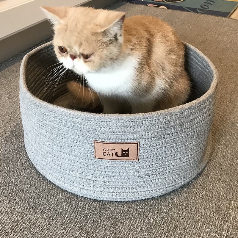 Handmade Cotton Rope Cat Litter Box – Soft, Washable & Pet Hair Resistant
