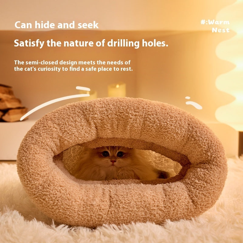 Winter Plush Pet Sleeping Bag – Semi-Enclosed Warm Cat & Dog Nest