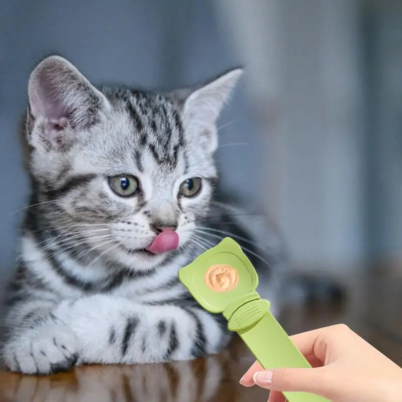 Cat Strip Feeding Spoon – Reusable Lickable Wet Food Spoon for Cats, Squeeze Design Pet Food Dispenser