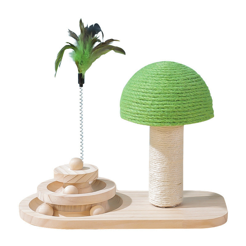 Interactive Cat Scratch Post Toy – Wooden Base with Sisal Balls