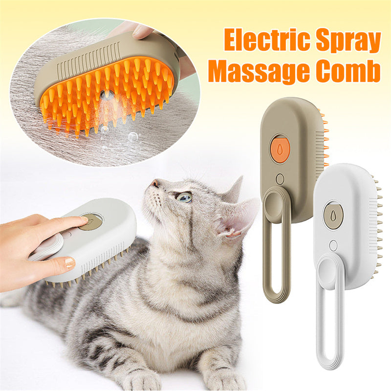 3-in-1 Steam Pet Grooming Brush, Rechargeable Cat & Dog Hair Removal Comb with Massage